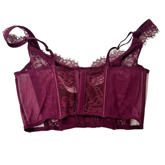 NWT Victoria’s Secret Purple Lace Silk Cropped Corset Top Medium - Picture 4 of 6